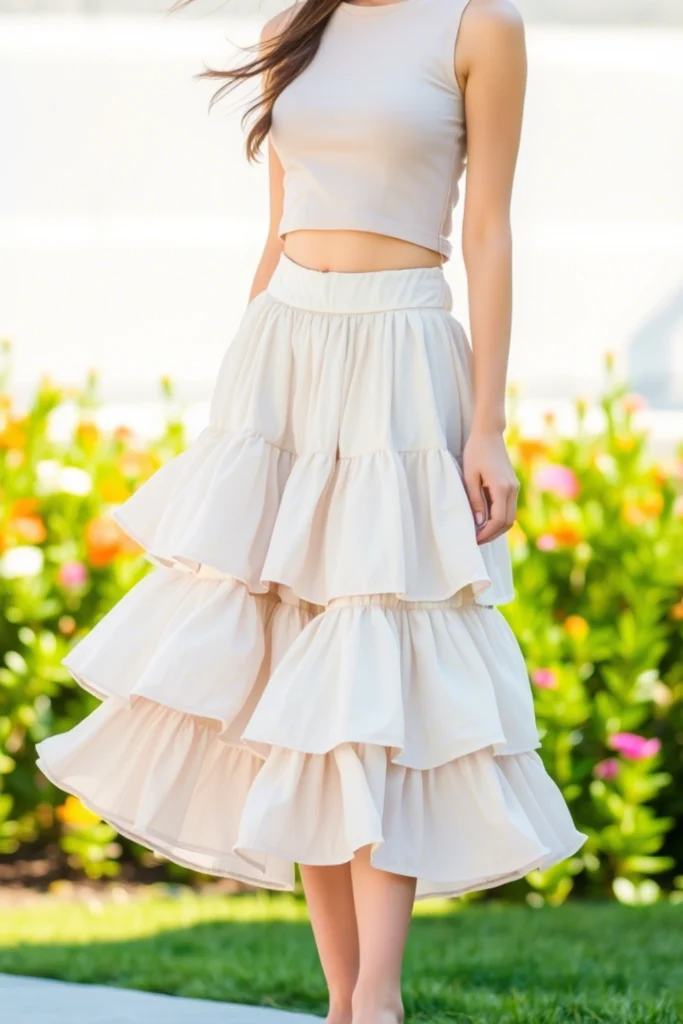 14. Crop Top Tiered Skirt