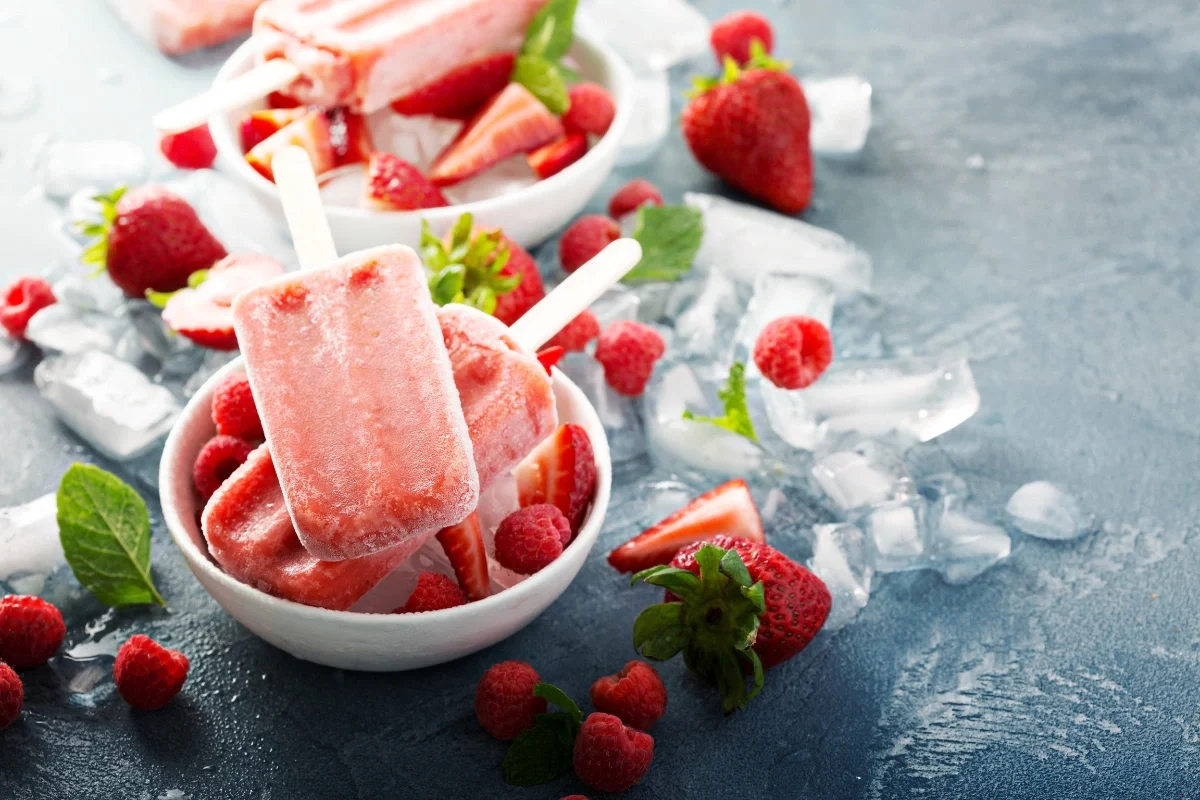 3. Strawberry Basil Lemonade Popsicles