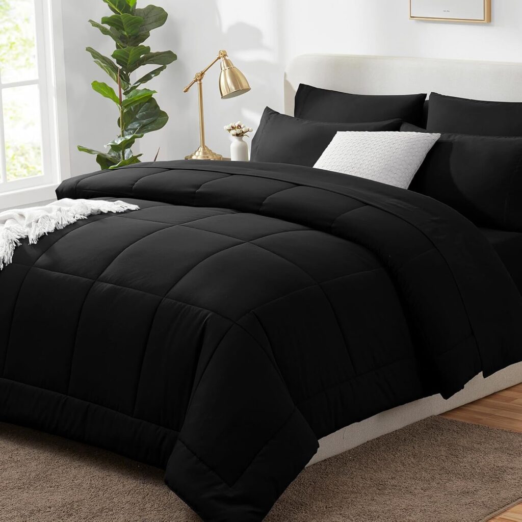 CozyLux Queen Bed in a Bag – All Season Comforter Set with Deep Pocket Sheets & Durable Box Stitching
