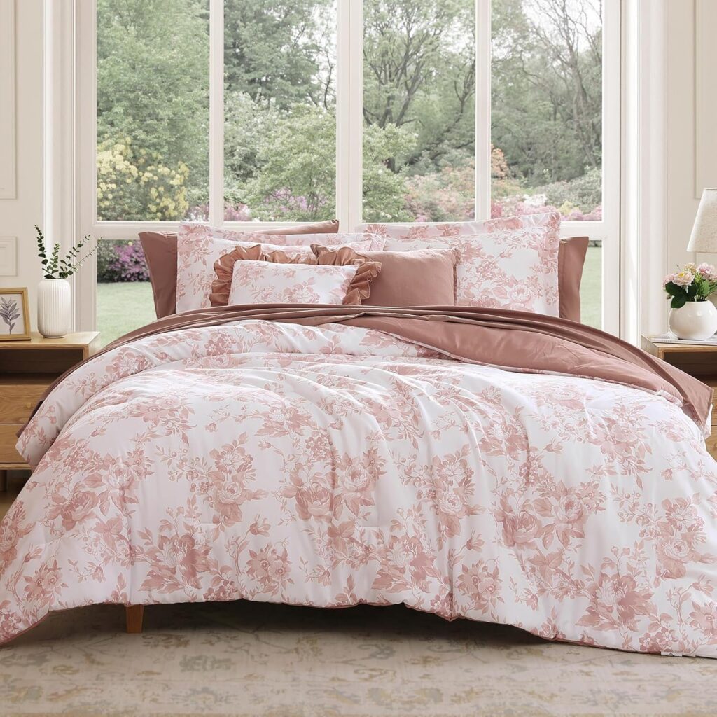 Delphine 7 Piece Full Comforter Set – Delicate Floral Design & Ultra Soft Comfort for a Cozy Bedroom