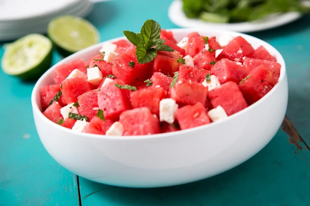 Fruit Salad with Mint Lime Dressing