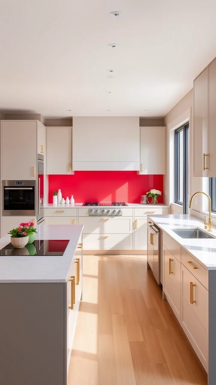Kitchen with Colorful Accent Wall
