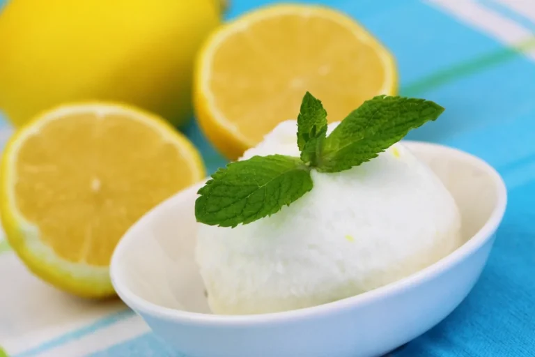Lemon Sorbet with Fresh Mint