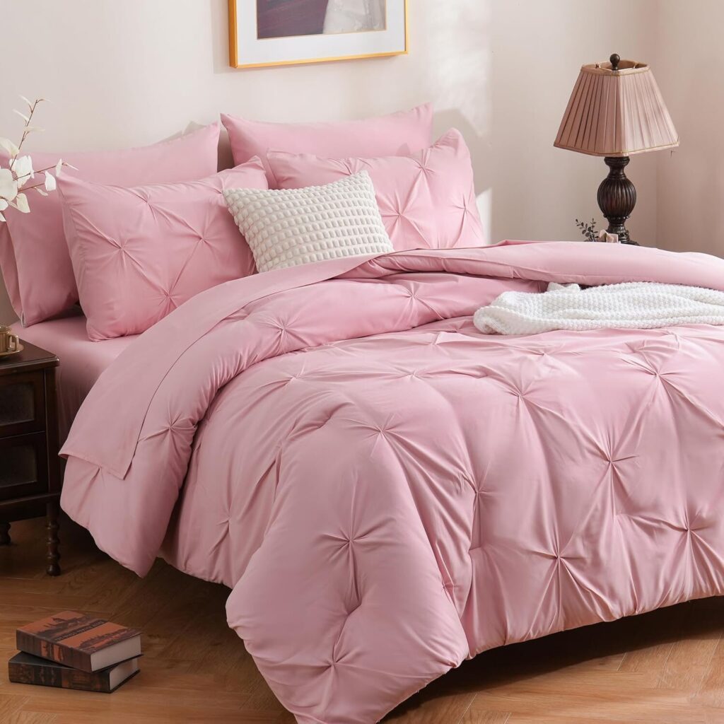 Pink Queen Bed in a Bag Set – Elegant Design & OEKO TEX Certified Comfort for a Stylish Bedroom