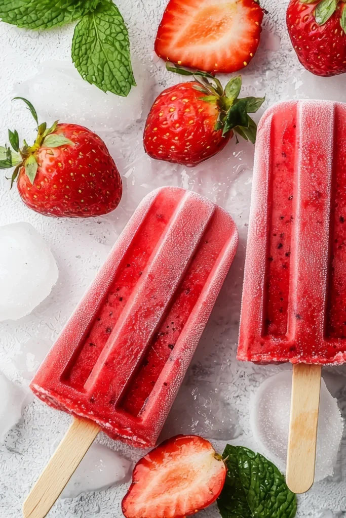 Strawberry Basil Lemonade Popsicles