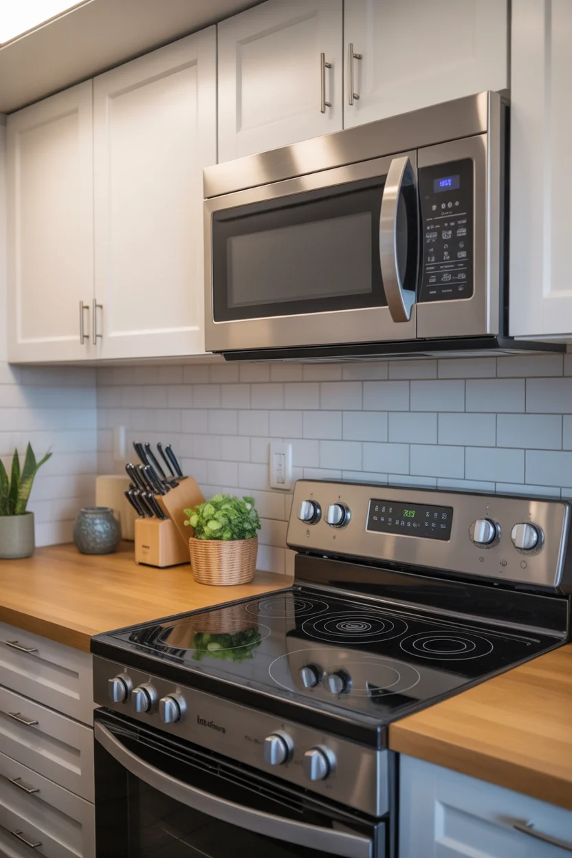 Built In Micro wave Above Stove small kitchen design ideas