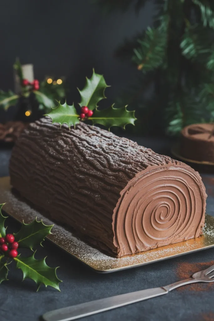 Chocolate Yule log Christmas Cake Recipe