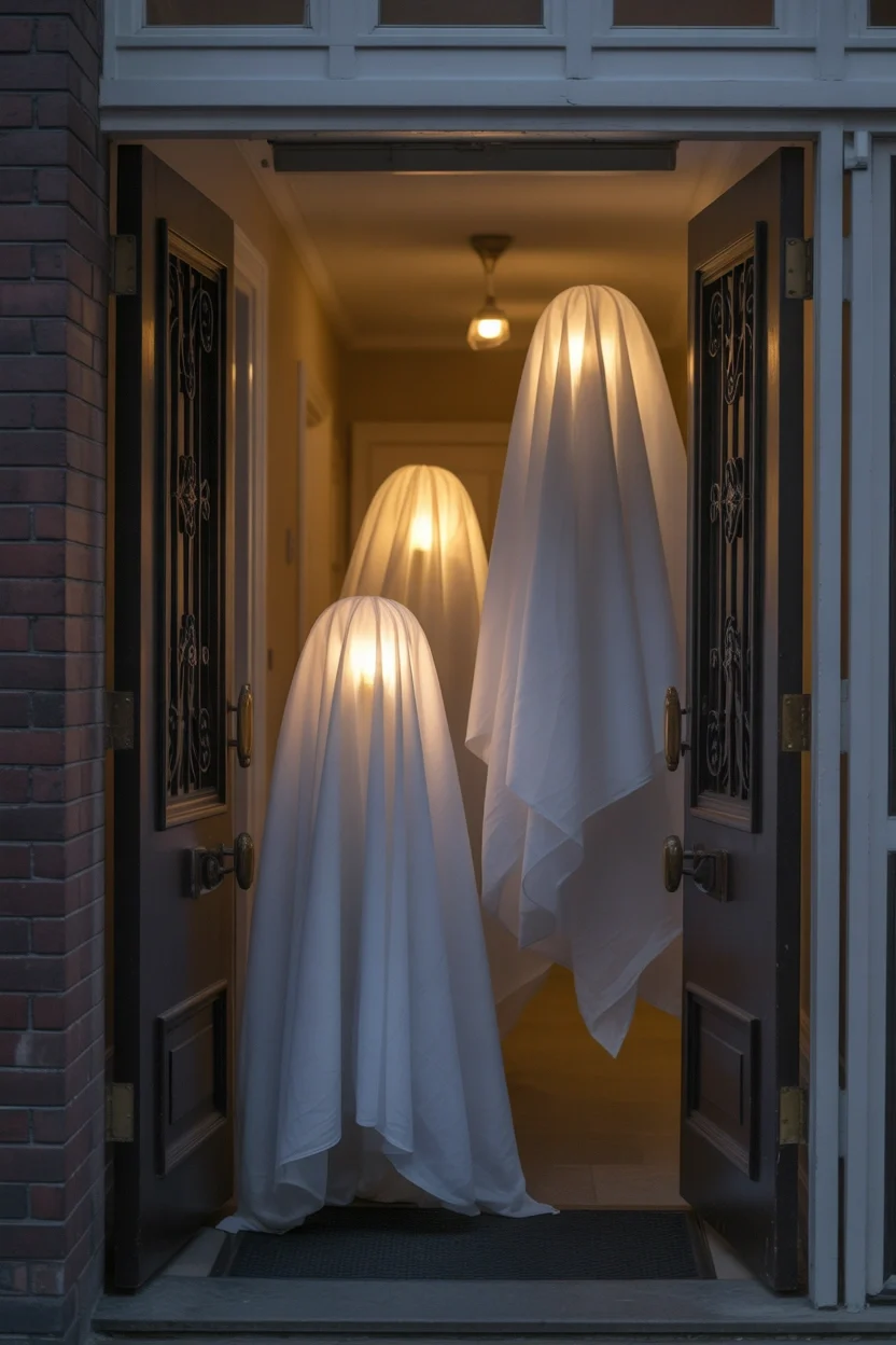 Top 15 Halloween Door Decoration Ideas That'll Make Your Neighbors Jealous 8 Floating Ghosts