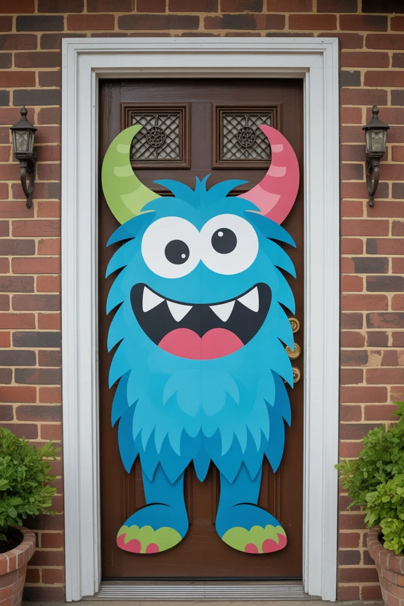 Top 15 Halloween Door Decoration Ideas That'll Make Your Neighbors Jealous 16 Friendly Monster Door