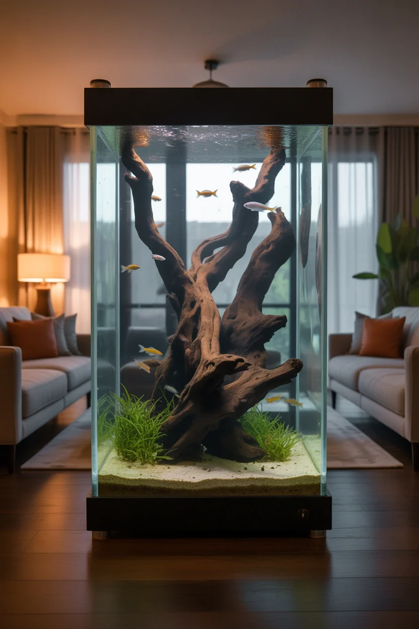 Living Room Centerpiece with Natural Driftwood