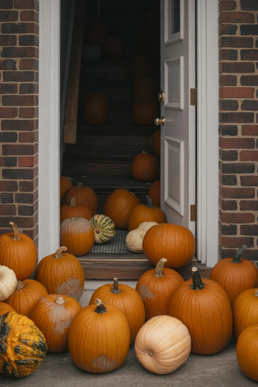 Top 15 Halloween Door Decoration Ideas That'll Make Your Neighbors Jealous 5 Pumpkin Invasion Scene