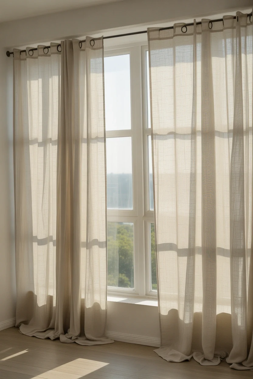 Sheer Curtains window treatment ideas for large windows