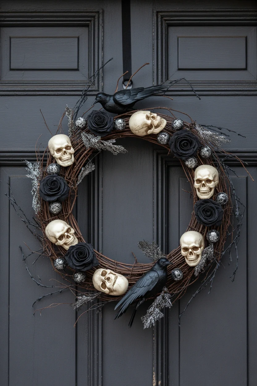 Top 15 Halloween Door Decoration Ideas That'll Make Your Neighbors Jealous 2 Traditional Halloween Wreath