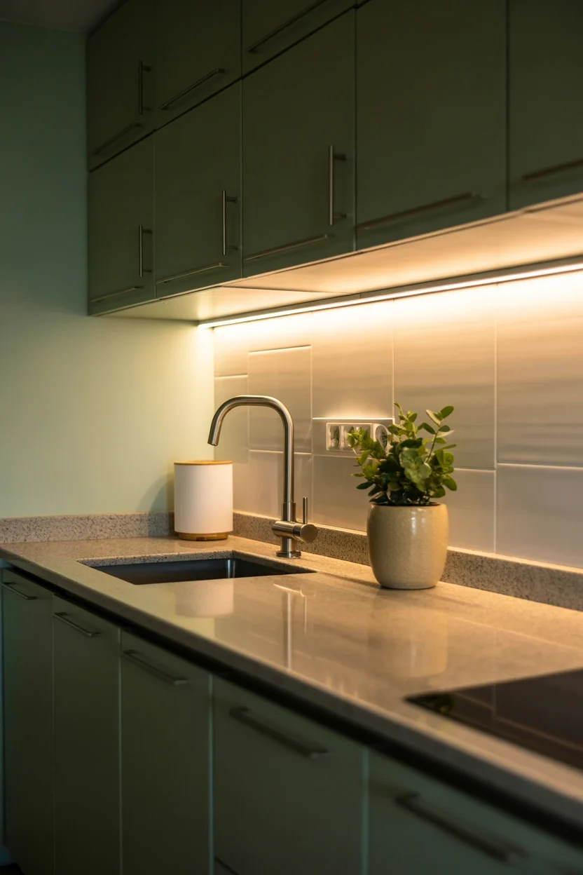 Under Cabinet LED Strips small kitchen design ideas