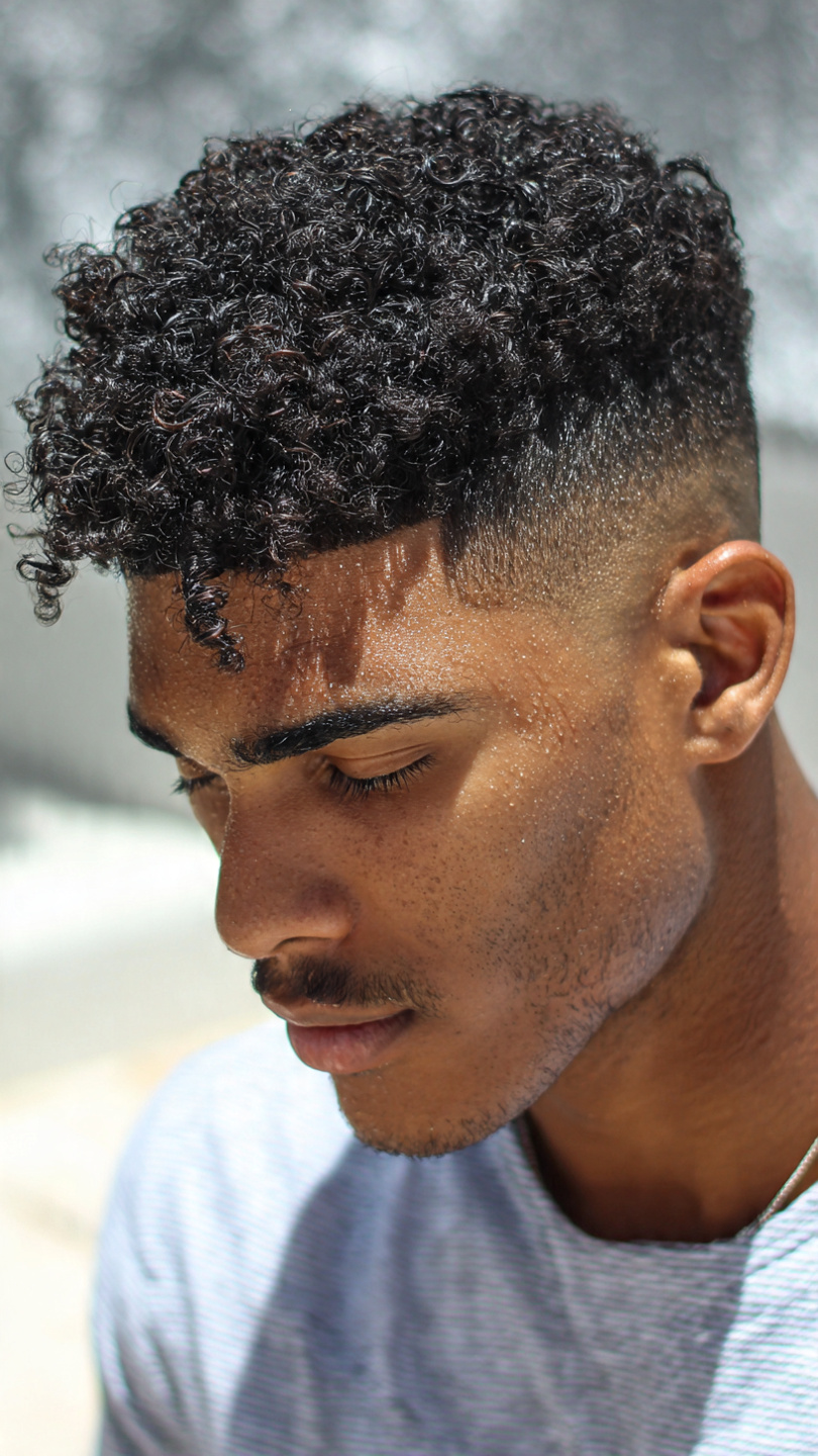 15 Ultimate Summer Hairstyles for Boys: Beat the Heat in Style 11 short curly top fade close up portrait of a young