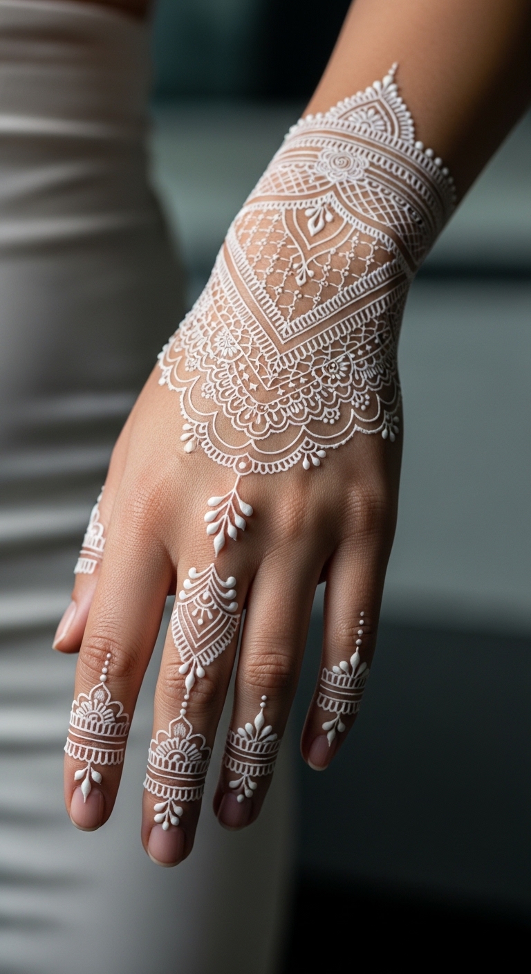 Elegant White Henna Lace