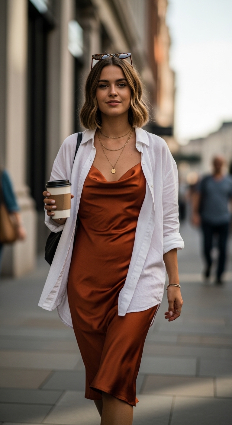 Slip Dress with an Oversized Shirt