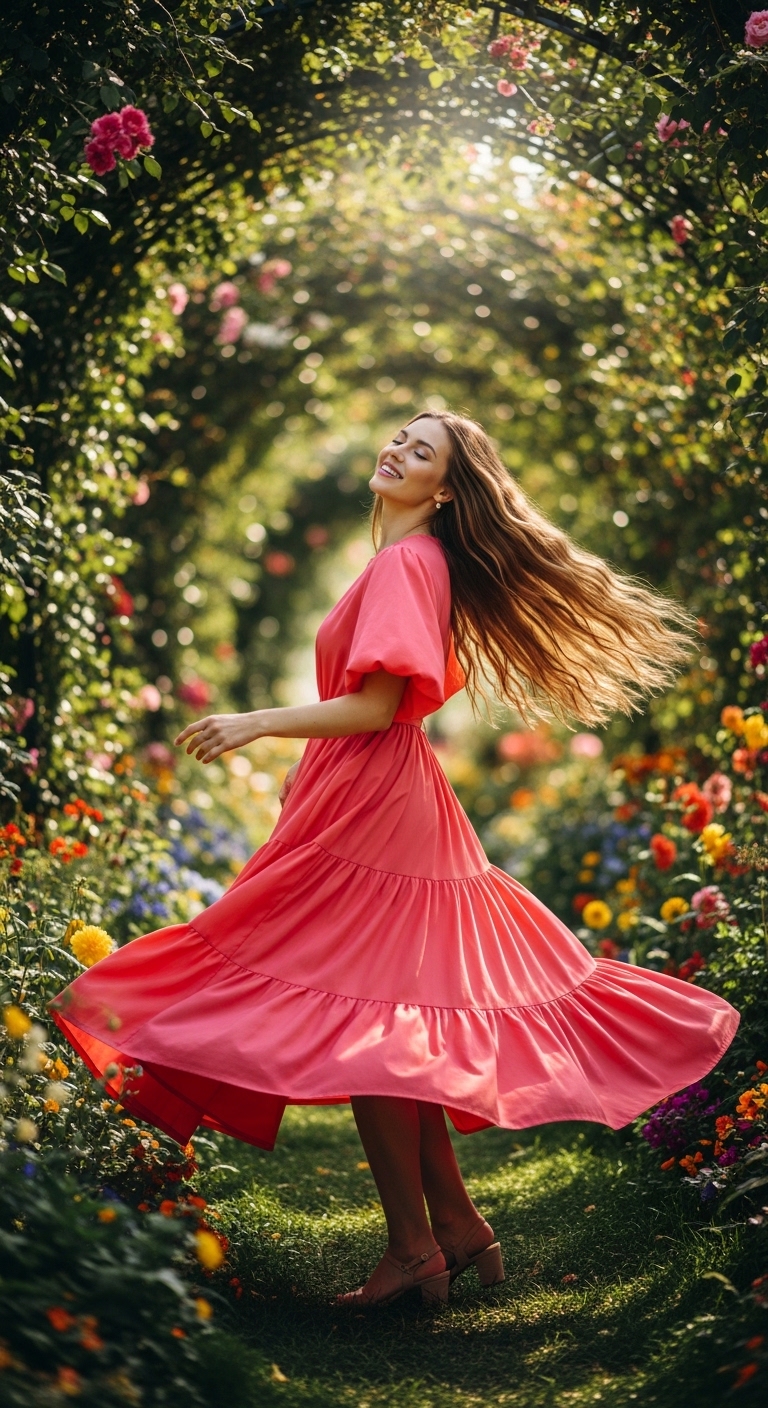 The Voluminous Tiered Midi Dress