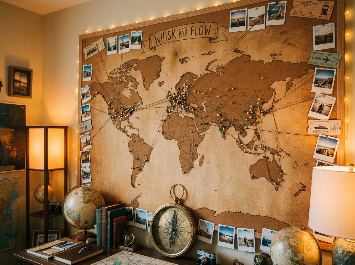 Corkboard world map push pins 202605311506