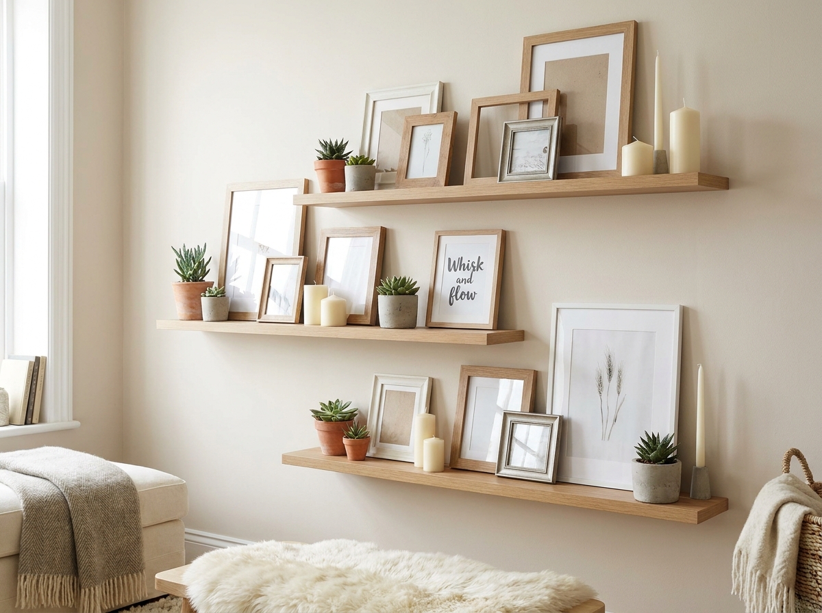 Floating wooden ledges with decor 202605311508