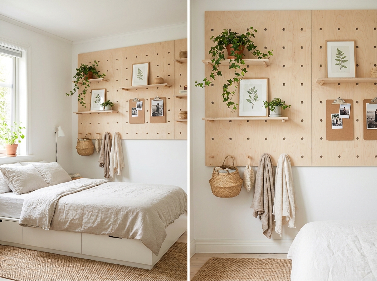Pegboard with shelves and plants 202605311518